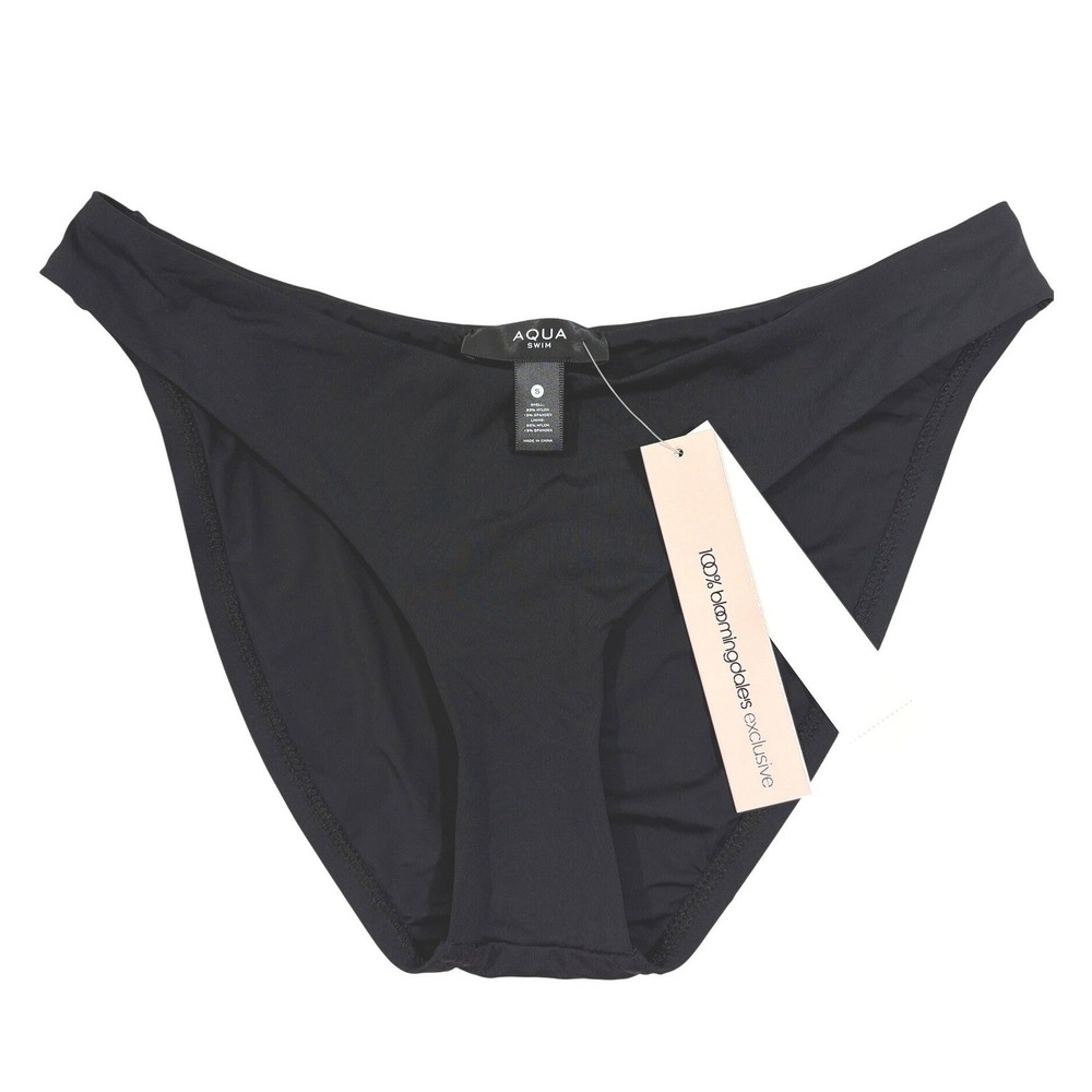 AQUA Swim Womens Basic Bikini Bottoms Black Exclusive S